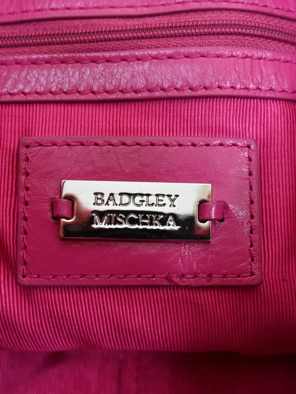 Badgley Mischka Oversized Hot Pink Genuine Italian Leather Hobo Bag
